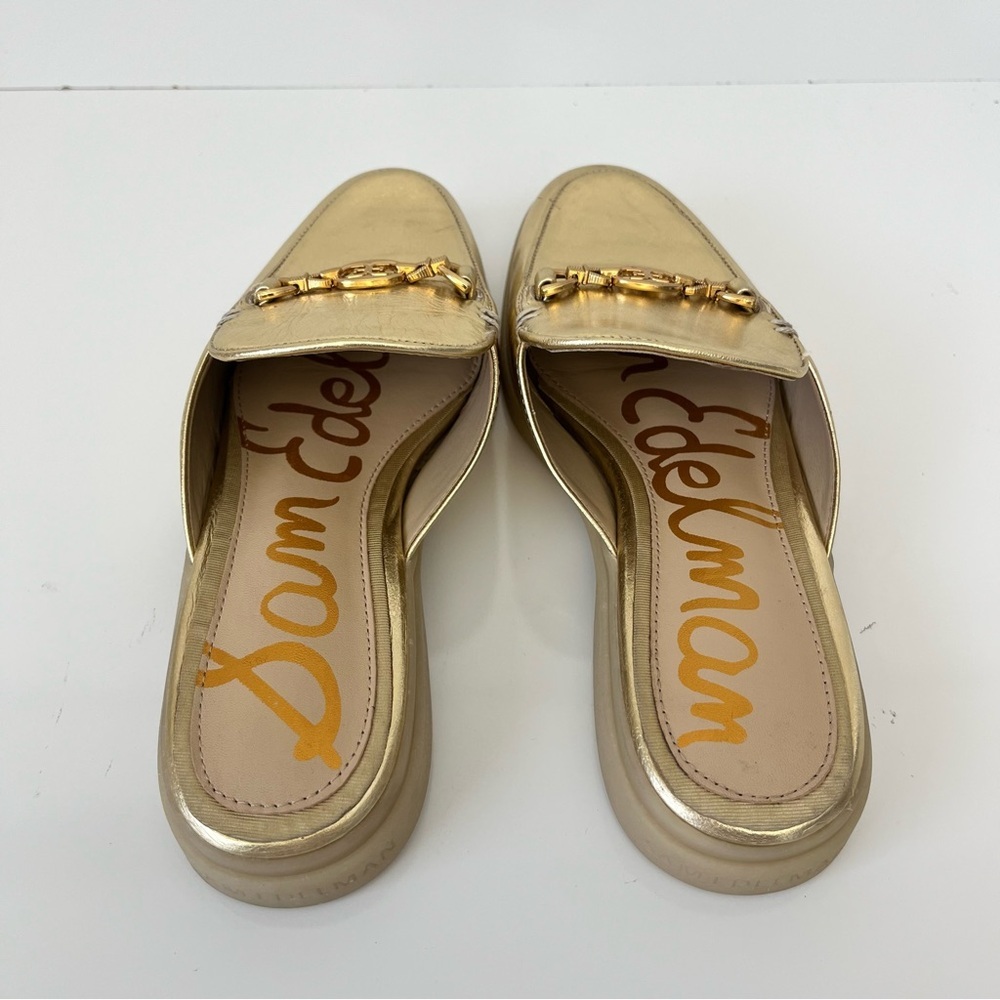SAM EDELMAN Kira Bit Mule in Gold Metallic Leather NEW - Picture 9 of 14
